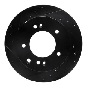 Kia Sorento Brake Rotor (1) - Rear Left - R1 Concepts - Drilled & Slotted - Black - `03-`06